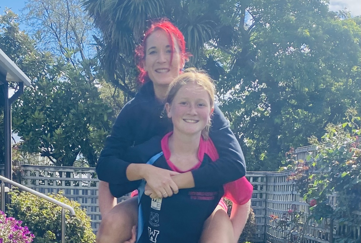 Allanah and her daughter having a bit of fun before their training run copy