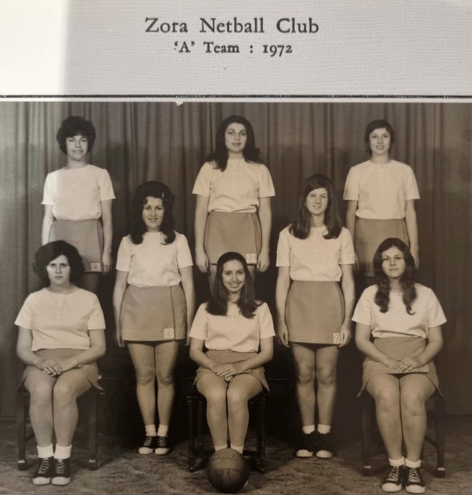 Always a strong sportswoman Francie centre front row captain of the Zora Netball Club A team in 1972