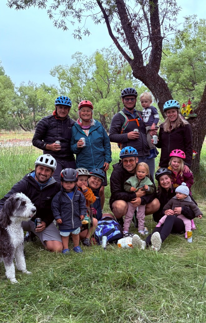 Anna second rear left and Erik rear left enjoying a holiday with their family in Twizel this year