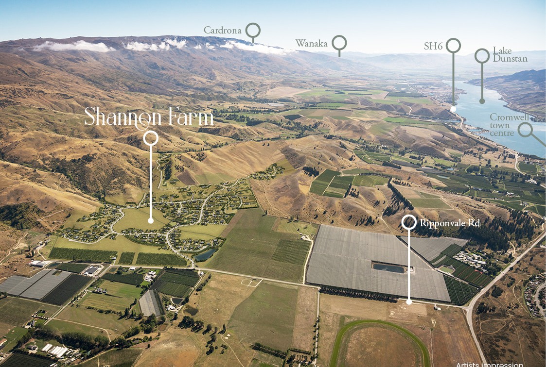 Artists impression of Shannon Farm and other nearby notable landmarks