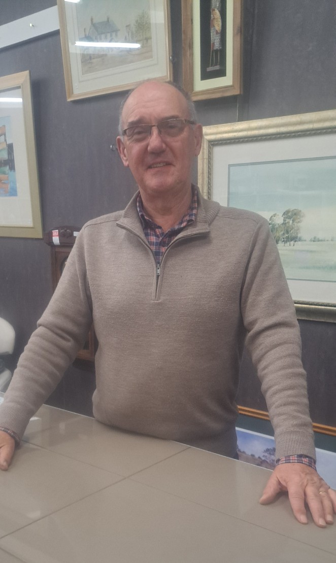 At work in his current role as Hospice Shop Queenstown manager Boggy McDowell