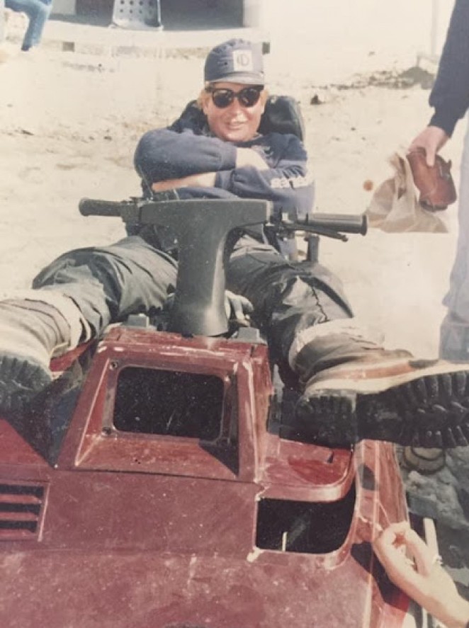 Brian taking a break from work on the snowmobile at The Remarkables 1985