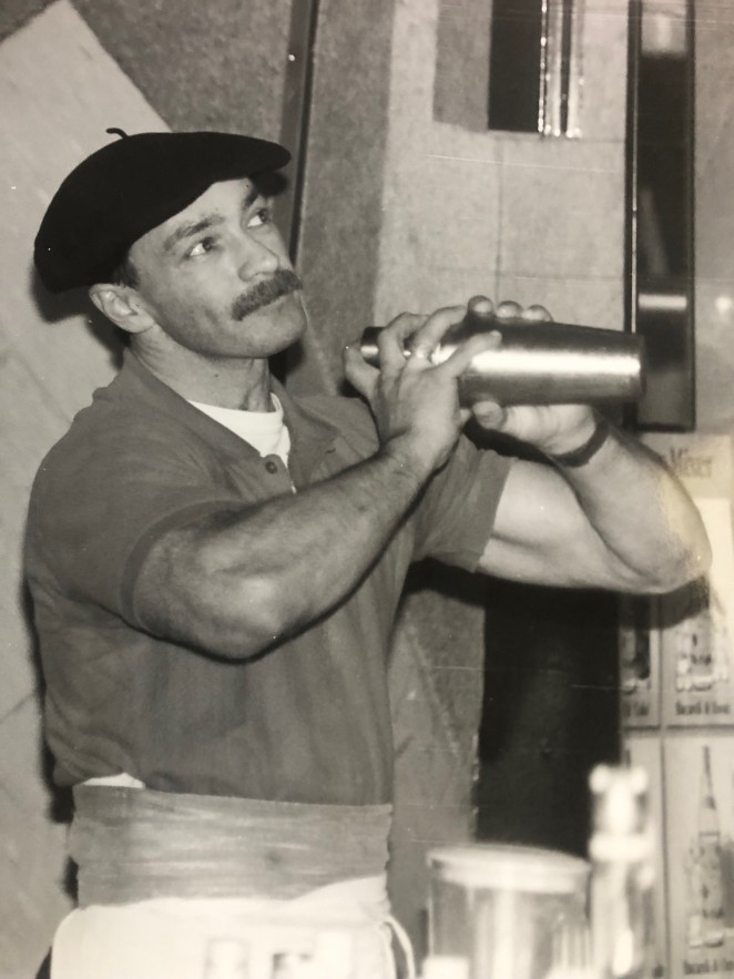 Bruce shaking up the competition at the local Barperson of the Year Competition