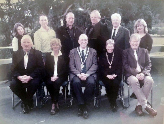 Clive and his councillors during his first term as mayor