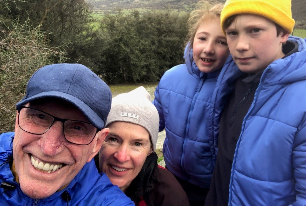Clive and wife Sally enjoying local grandkids Lilian and Lucas v2