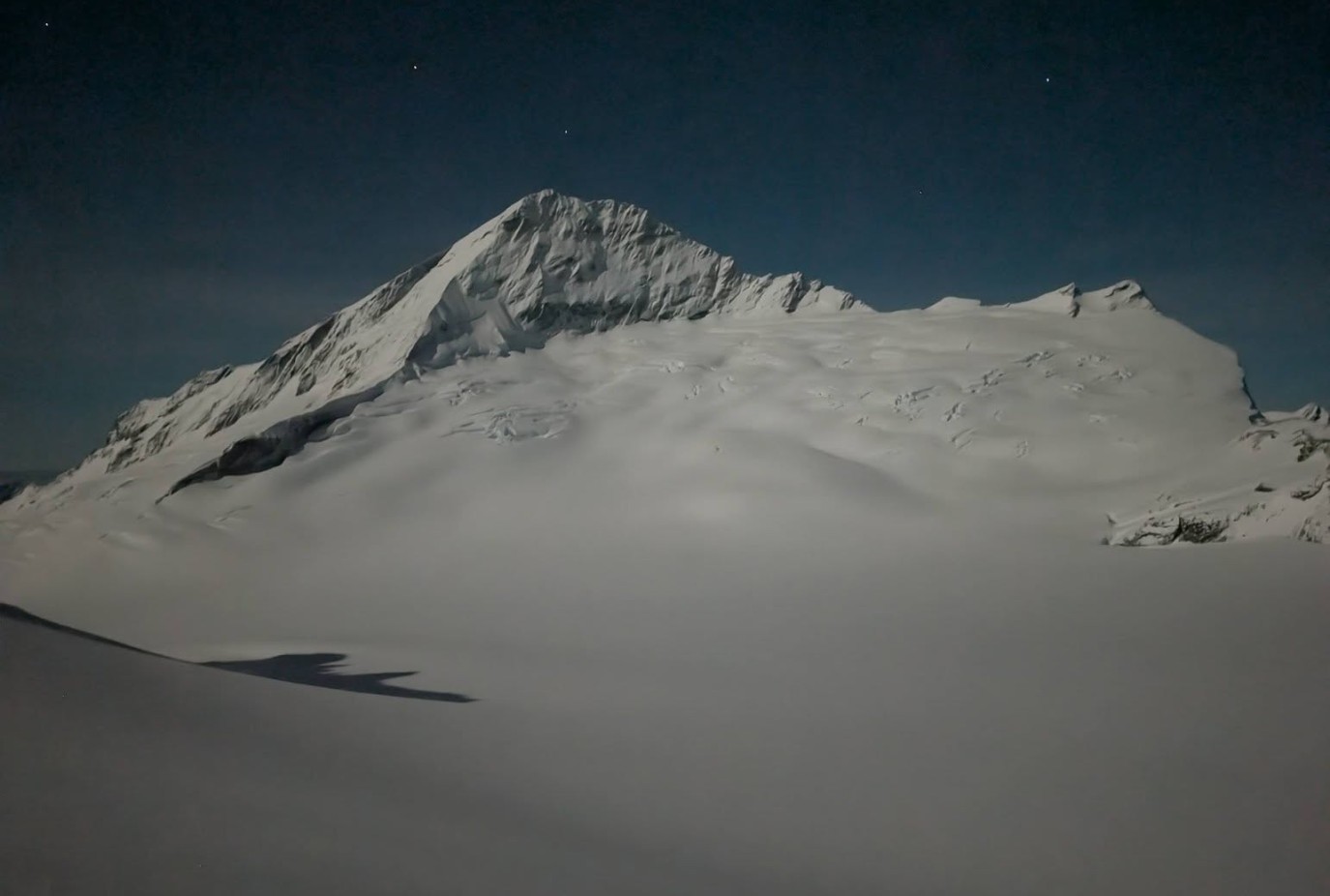 Crimeline The south face of Mount Aspiring in the moonlight The Ramp on the left side in a photo posted on Facebook by one of the climbers rescued on Tuesday night Photo Facebook