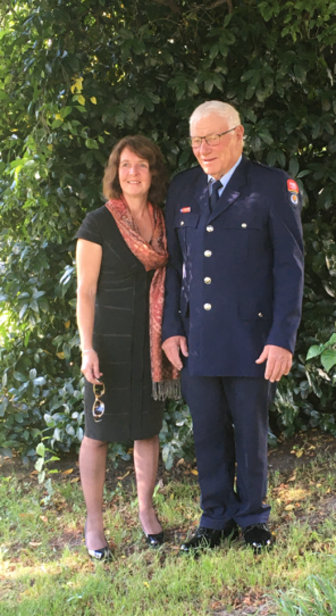 Dick right and longtime partner Rachael celebrating his 50 years as a volunteer firefighter copy