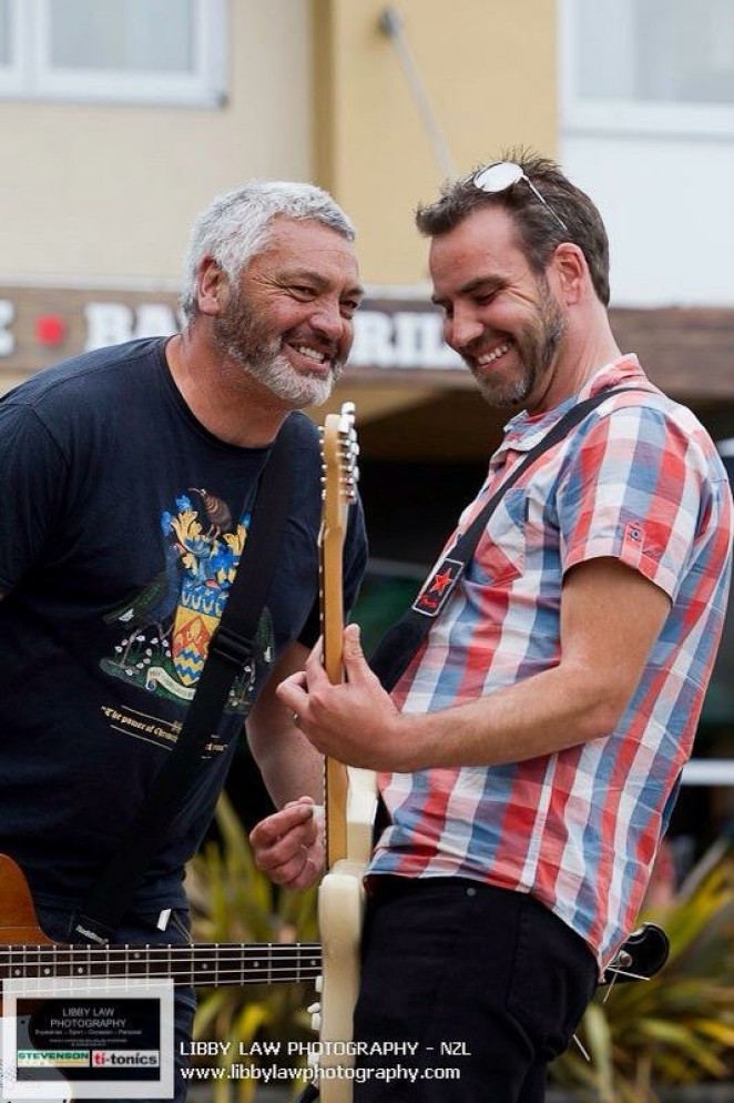 Former Exponents bass guitarist Dave Gent left and Marty playing in band The Jack on the Village Green