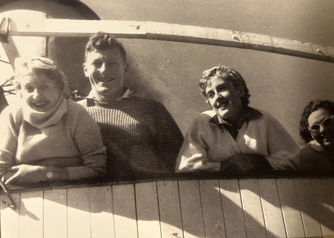 From left Gill Lindsay and friends on the Earnslaw back in the day