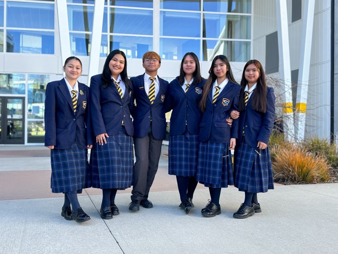 From left Trisha Cantos Jodi Santos Jesven Gacutan Alliyah Viray Rain Heart Morales Charmaine Asaytuno