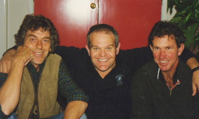 From leftJ DavidJ Mark Hadlow and Kevin Lynch at The Regent Theatre in Dunedin the night Rush opened in 1998
