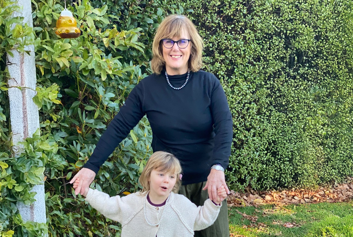 Gillian with one of her three grandchildren Florence off on a special date recently copy v4