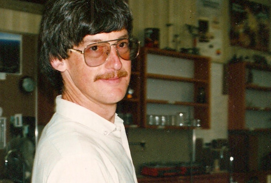 Greg in the science lab at Wakatipu High School in the 1980s copy