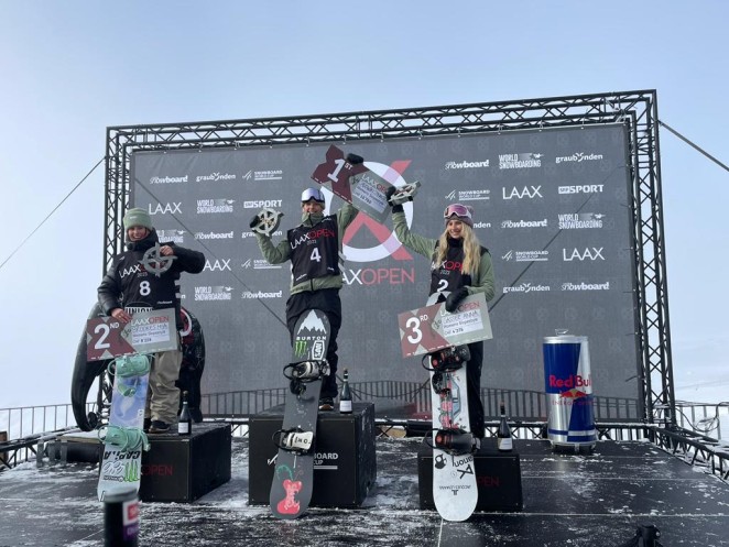 Image Three LAAX Open Snowboard Slopestyle Womens Podium Credit Snow Sports NZ