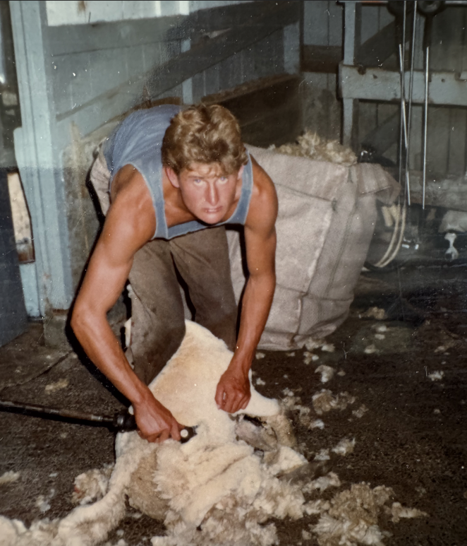 Ivan shearing as a farm cadet in the 1970s