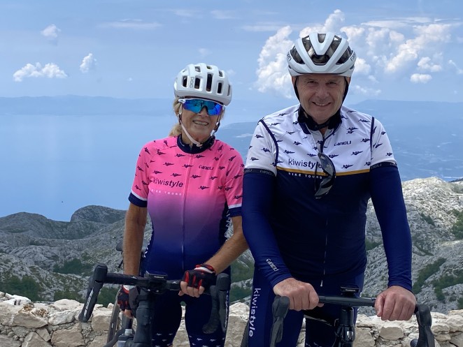 Jackie and Mark cycling in Croatia