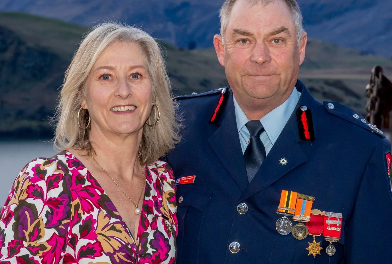 Jan Marie and Murray celebrating his Fire and Emergency honours