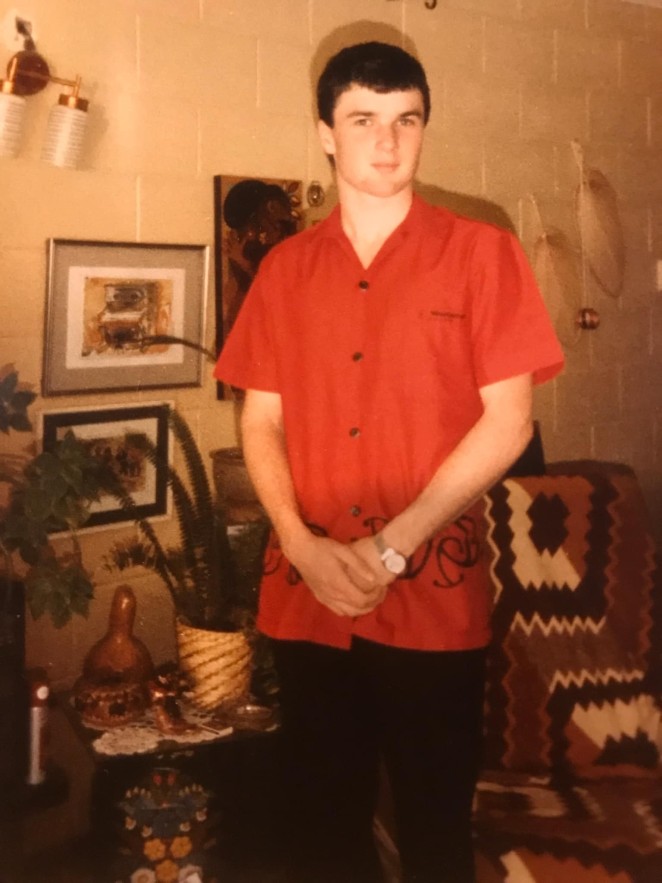 Jim as a waiter at the Poolside Restaurant THC Waitangi in 1985