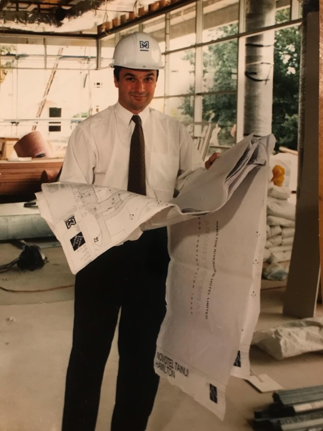 Jim in his first general managers role during construction of the Novotel Tainui Hamilton in 1998