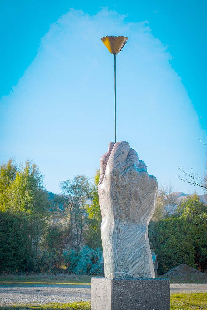 Josh Olley Taller Poppy piemontite stone and bronze