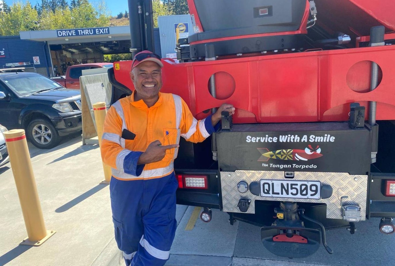 Junior on the job locally with The Tongan Torpedo.2