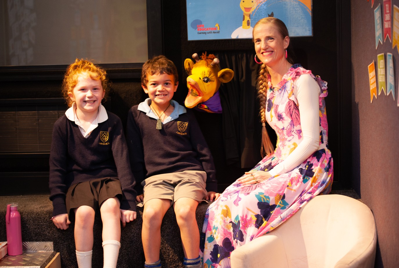 Life Education long time educator Pip Tisdall in the classroom with students in Lawrence