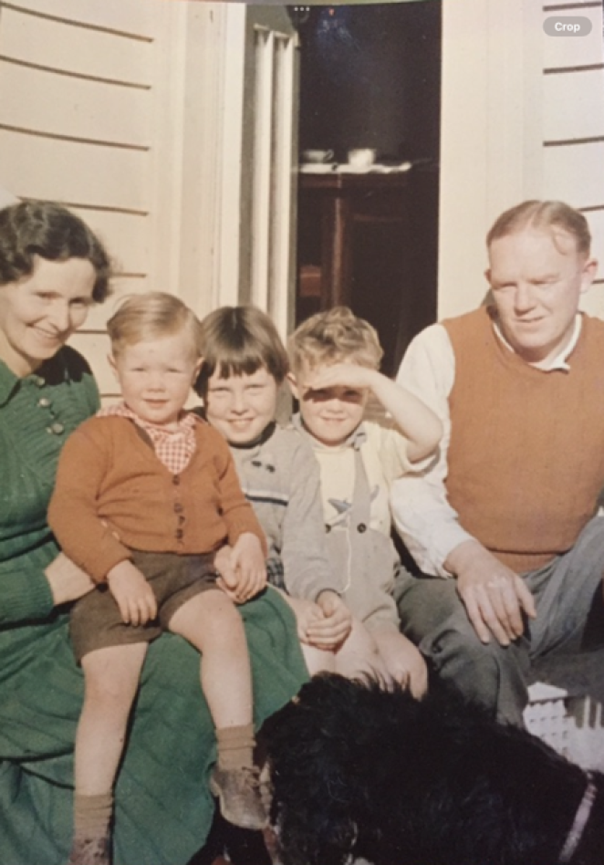 Little Kevin second right with Mum Madge Dad G.J. and two of his four siblings Ian and Susan mid 1950s