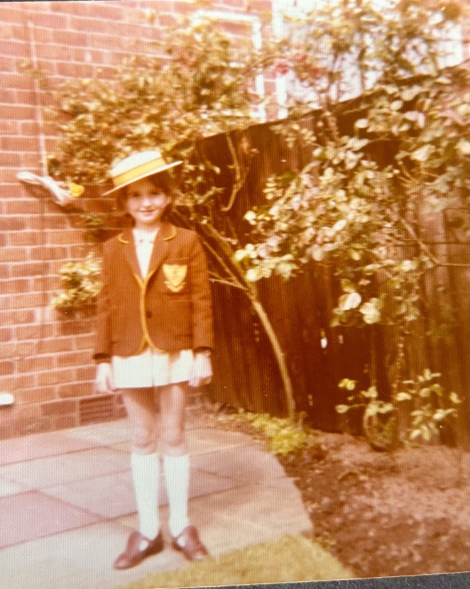 Little Rachel ready for school in South Manchester