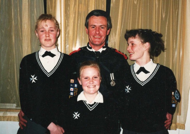 Mike and daughters Terri Leigh and Kyla receiving his Long Service Medal as a St John Medical Officer in the 1980s