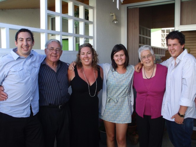 Owen and Ray with the Queenstown raised grandkids from left Richard Owen Katie Claudia Ray and Jeremy