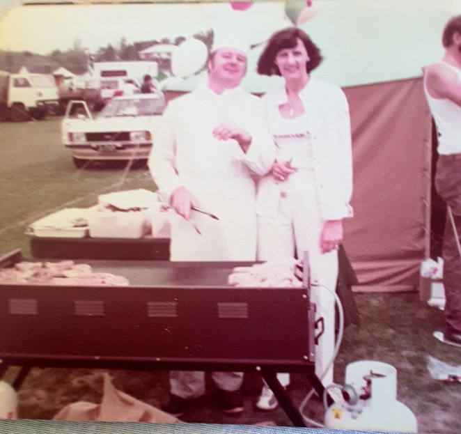 Penny right with Rotorua hotel chef Bill doing their thing at a community day in the late 70s.