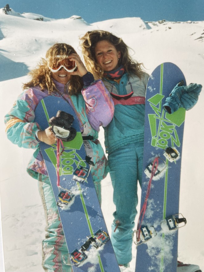 Pip right heli boarding locally in the early days with Tahitian speed skier ZaZa