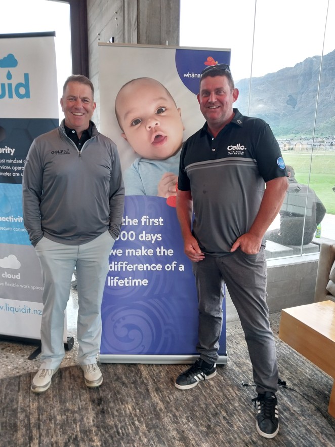 Plunket general manager Matt Kenny left and Cellos Mark Jurgeleit after the tournament at Jacks Point.