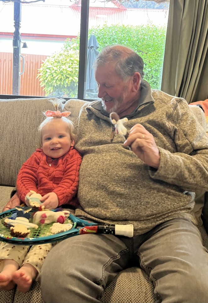 Proud Great Grandad Gary sharing some special time great granddaughter Bailey