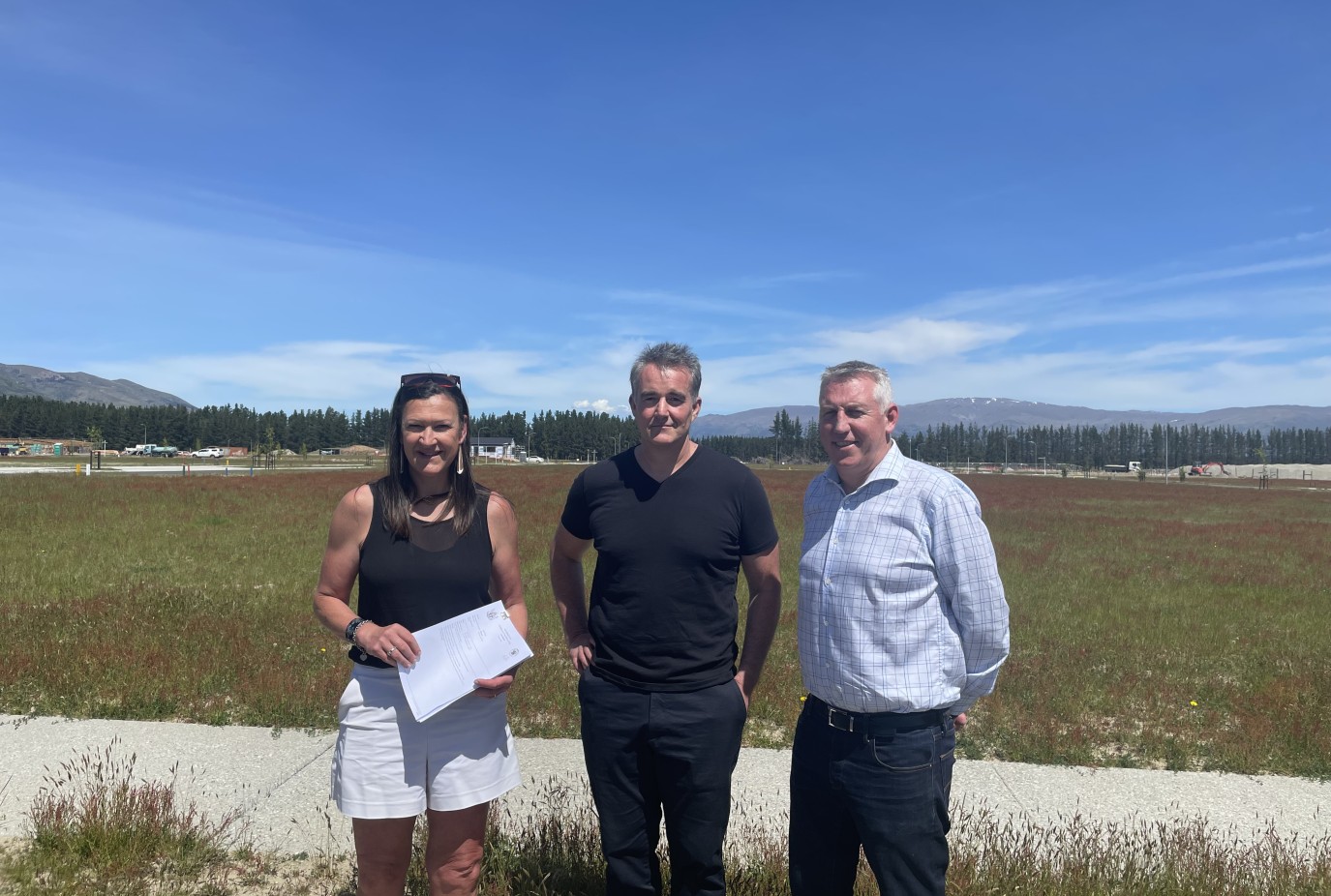 QLCHT executive officer Julie Scott Longview developer Lane Hocking and QLCHT trustee Phil Smith at the Longview development