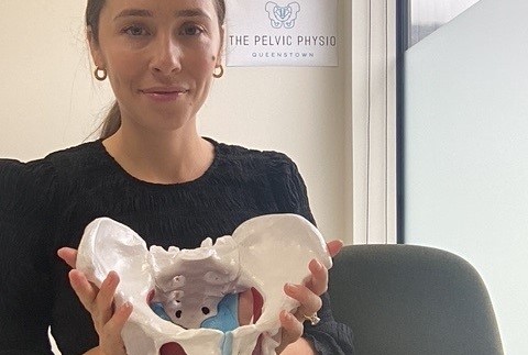 Renowned locally for her work with both women and men The Pelvic Physio Meesha Powell with one of her key educational tools the pelvis