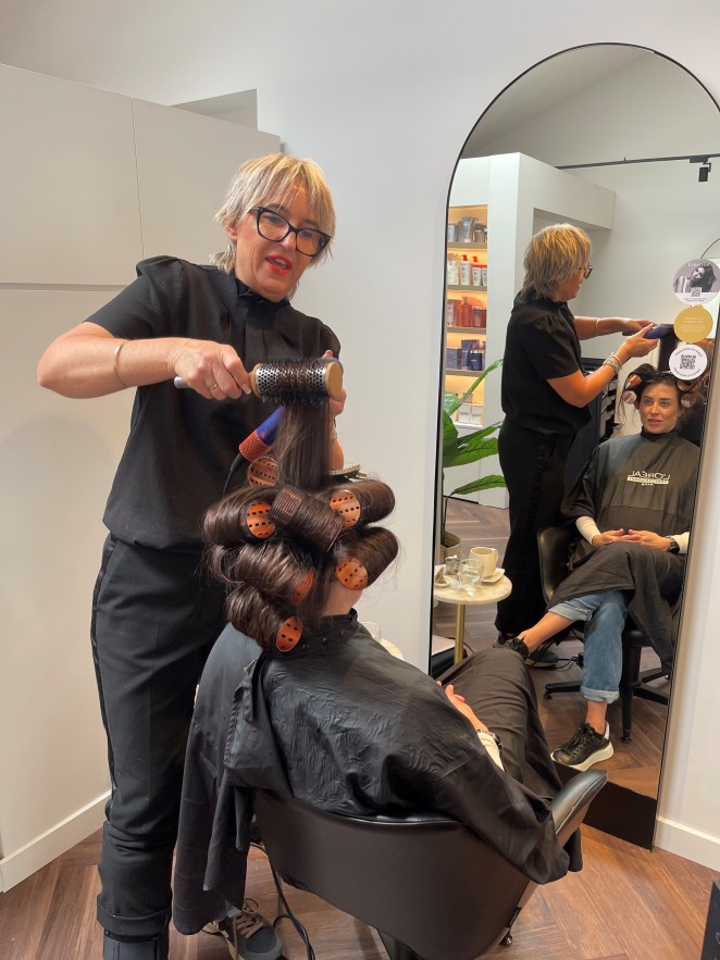 Rosemary hard at work with a client in her Arrowtown salon