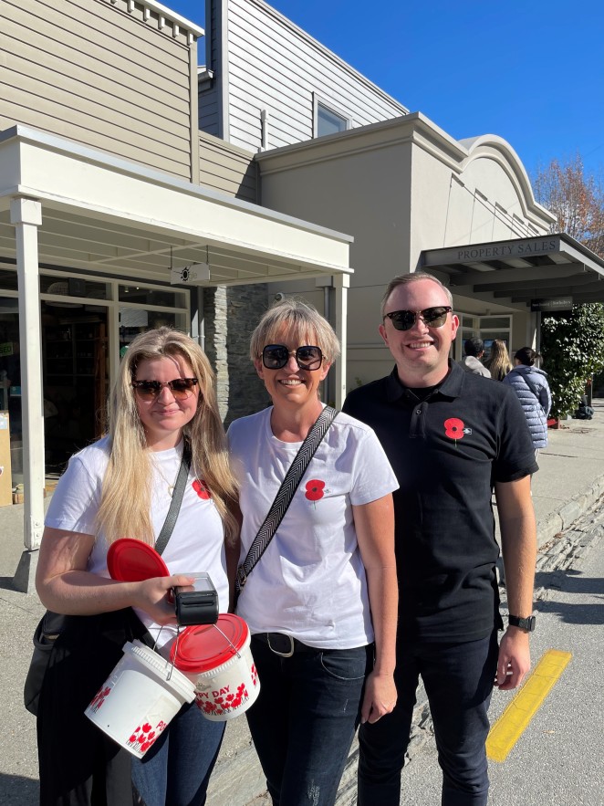 Rosemary son George and his partner Heidi out collecting for Poppy Day