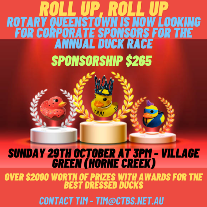 Rotary duck race ad Oct 2023
