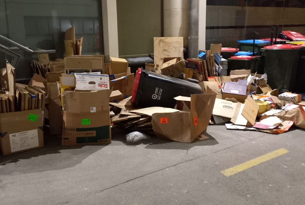 Rubbish gathers up at a collection point in Queenstowns CBD