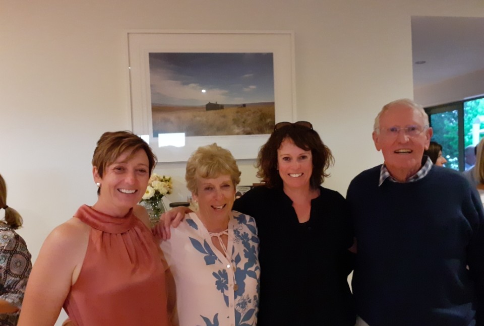 Russell right with the New Zealand family from left eldest daughter Ingrid wife Denise and youngest daughter Katie.