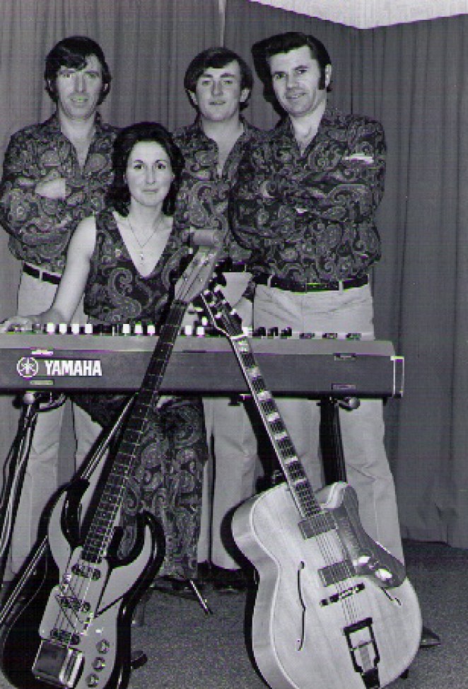 The Doubtful Sound in their matching paisley from left Arthur Jean Alan and Bob