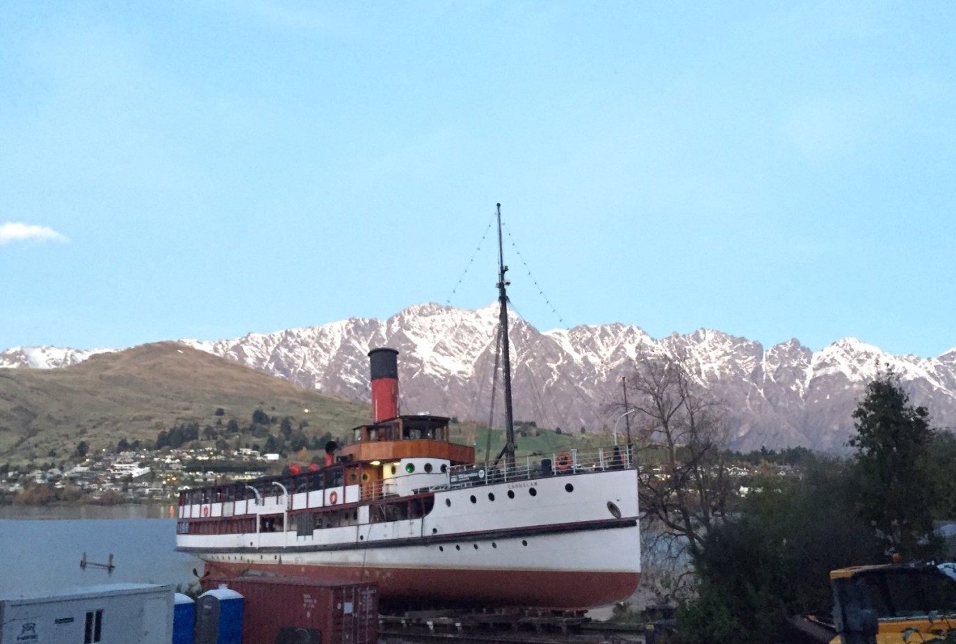 The TSS Earnslaw made a grand extrance to Kelvin Grove on Tuesday to come up onto th slipway for her regular survey..2