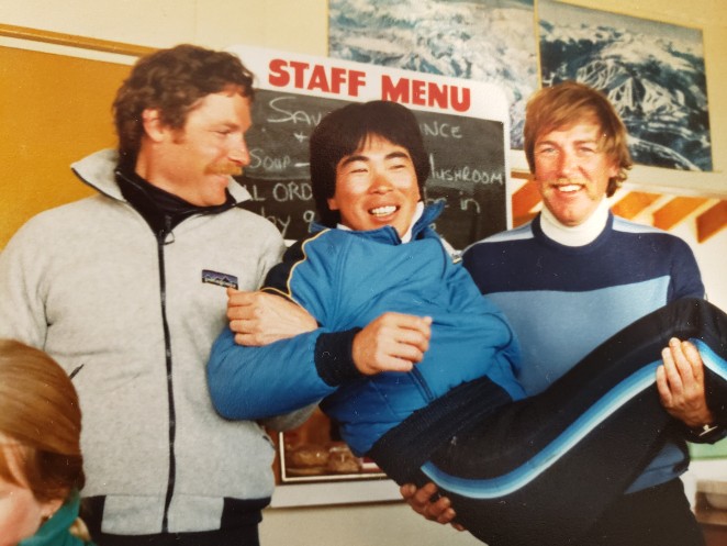 Tony right and his sempai mentor Aki Fujiwara centre during ski instructing days 2