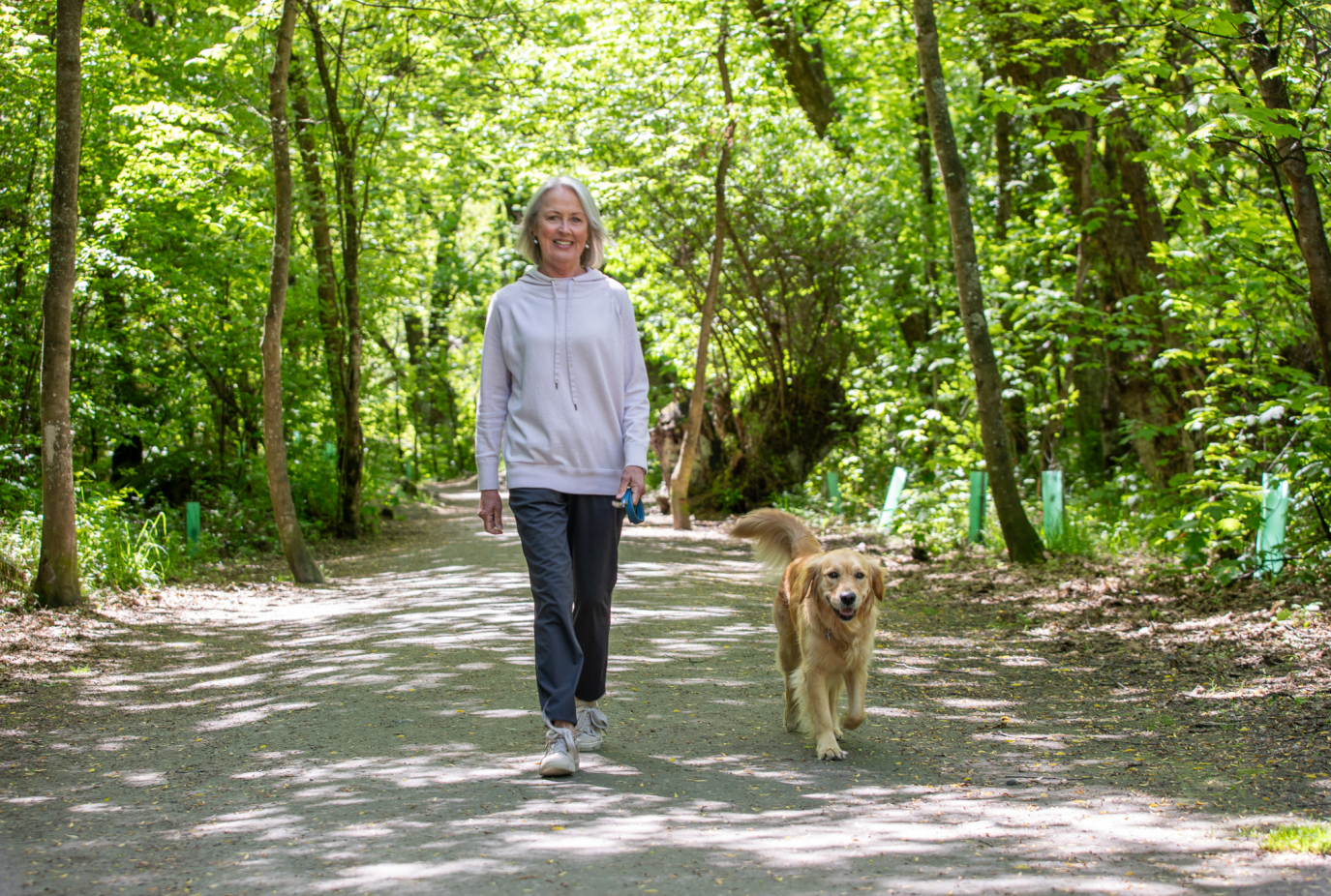 Tracey out on her daily walk with her beloved Golden Retriever Betty v2