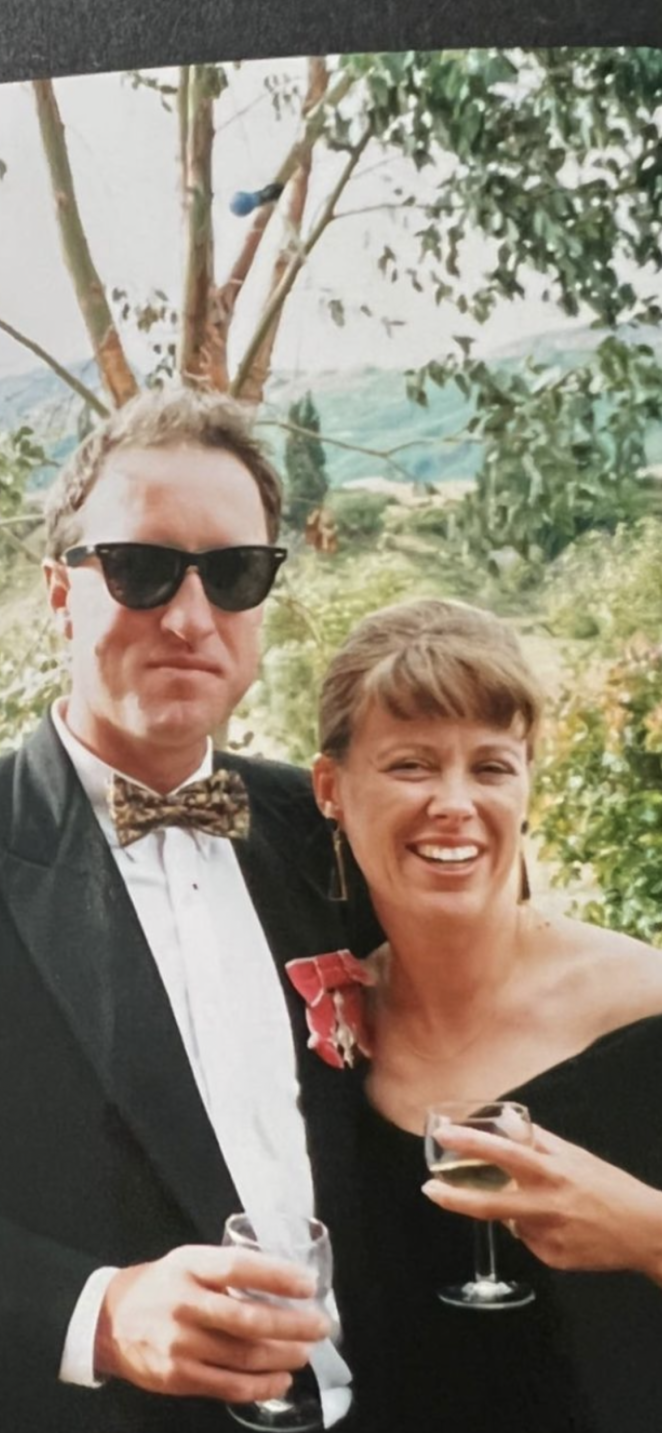 Wendy and David on their wedding day at their Speargrass Flat property in 1993. 2