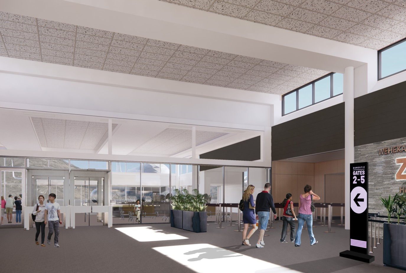 render of domestic departure lounge project